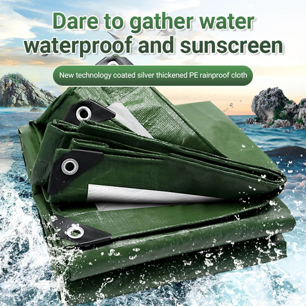 Green Tarp Waterproof Rain Thick Cloth Truck Tarp Cover Multipurpose Outdoor Garden Backyard Awning Canopy UV Block Tarpaulin