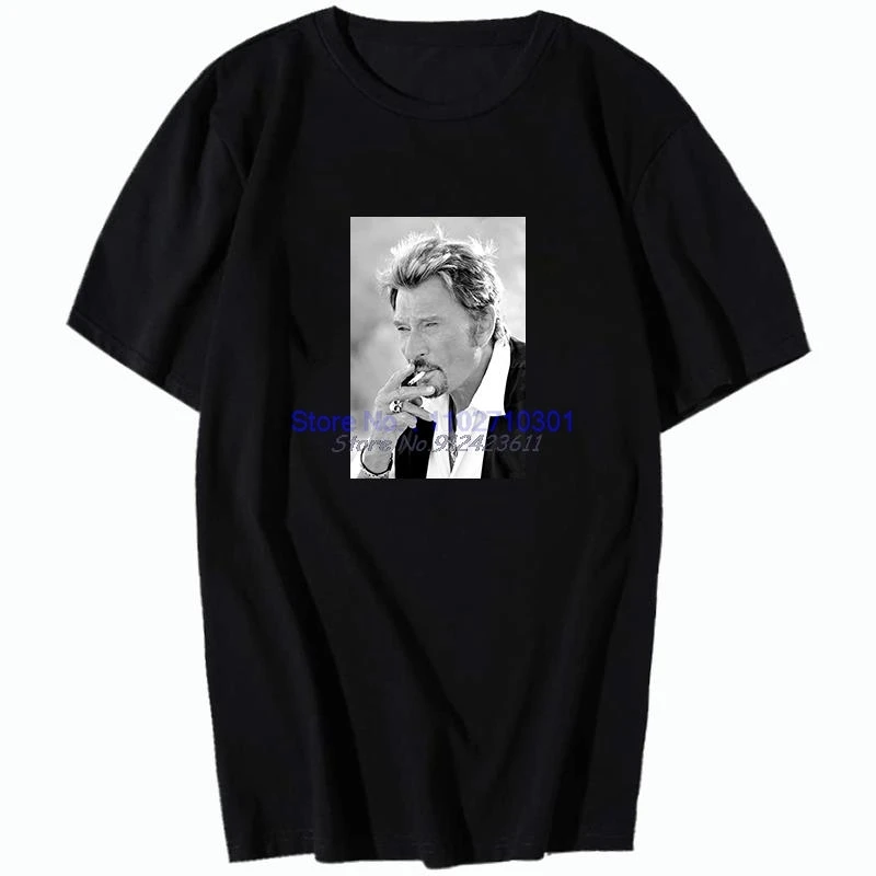 

Футболка с графическим принтом Johnny Hallyday Cigar Harajuku, хлопковая футболка с короткими рукавами, новые летние рубашки и футболки, мужская футболка с принтом