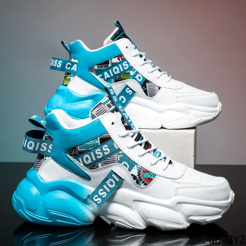 Men's High-Top Platform Dad Sneakers 2026 New Thick Sole Basketball Running Casual Daily Streetwear Youth Footwear
