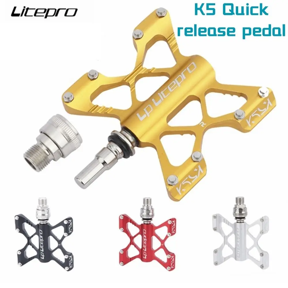 LP Litepro K5 Bicycle Pedal MTB Aluminum Alloy DU Bearing Ultralight Quick Release Pedals Folding Bike Pedal Bike Parts