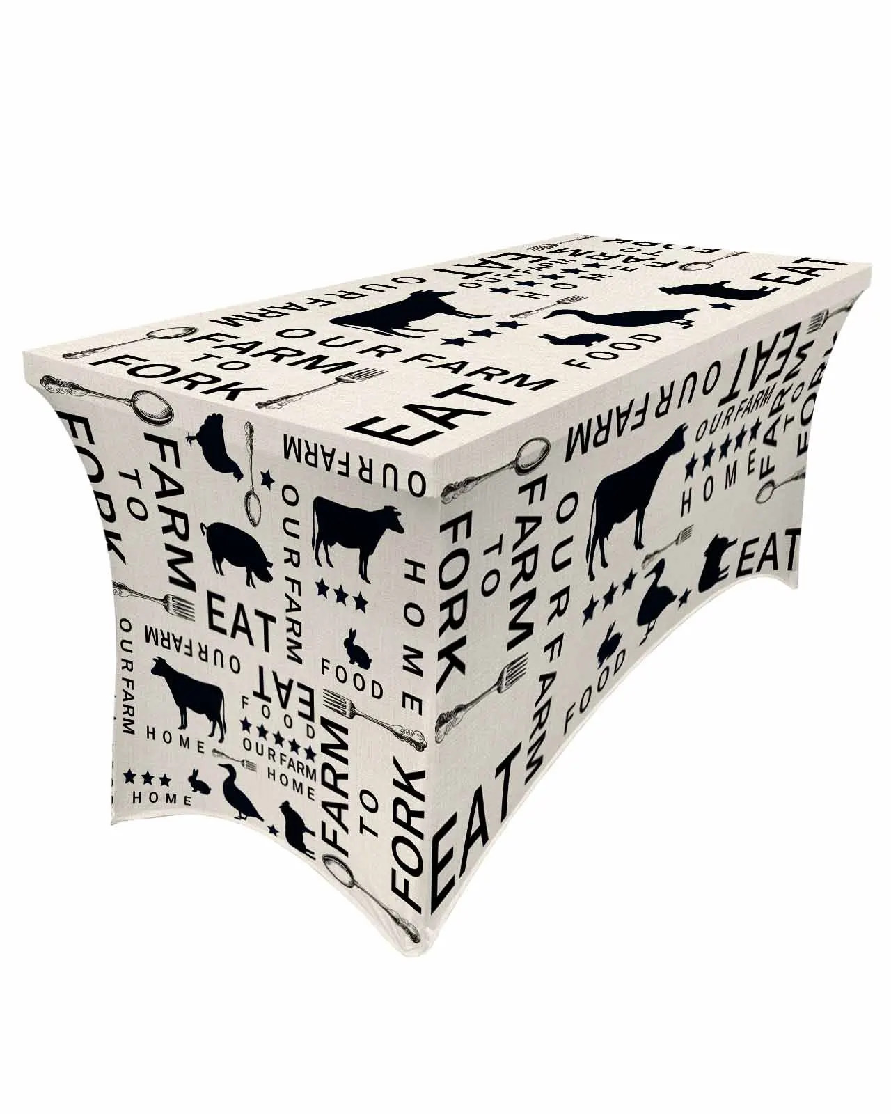 

Farm Chicken Cow Pig Animal Rectangular Elastic Table Skirt Wedding Hotel Table Cover Holiday Dining Table Tablecloth