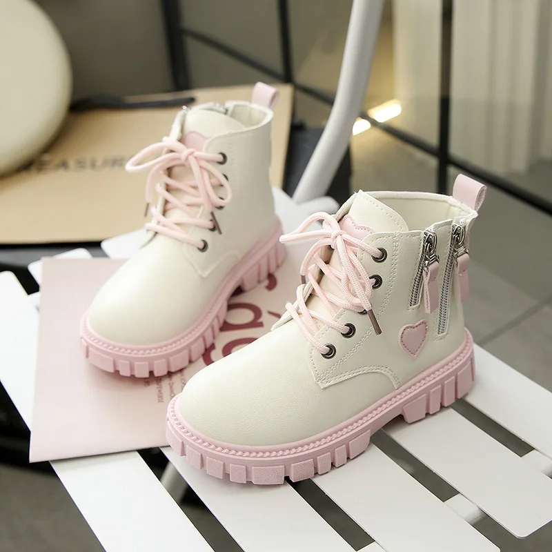 

Модная детская обувь, ботинки для девочек, осенняя детская повседневная обувь принцессы с милым принтом «любовь», элегантные ботильоны из искусственной кожи для девочек