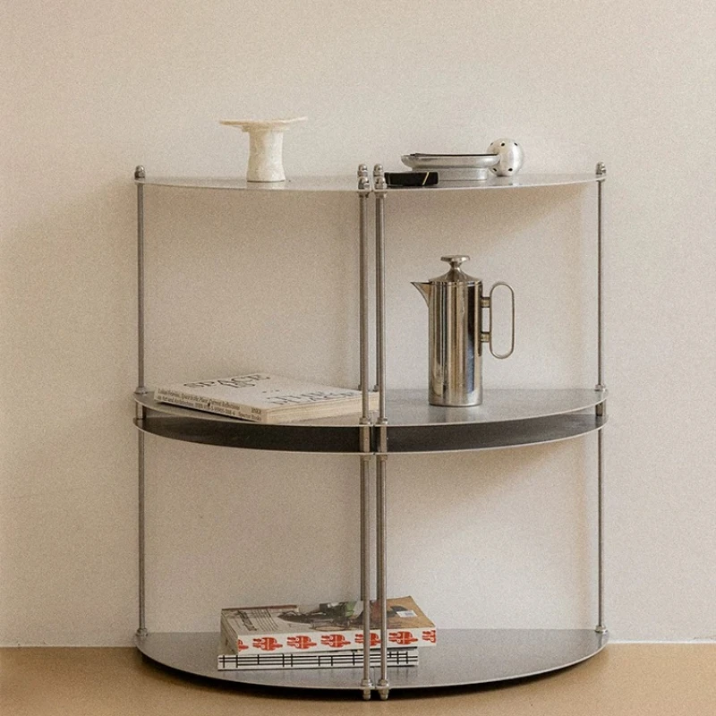 Storage rack Stainless steel minimalist fan-shaped multi-layer shelf Small apartment several light luxury small table