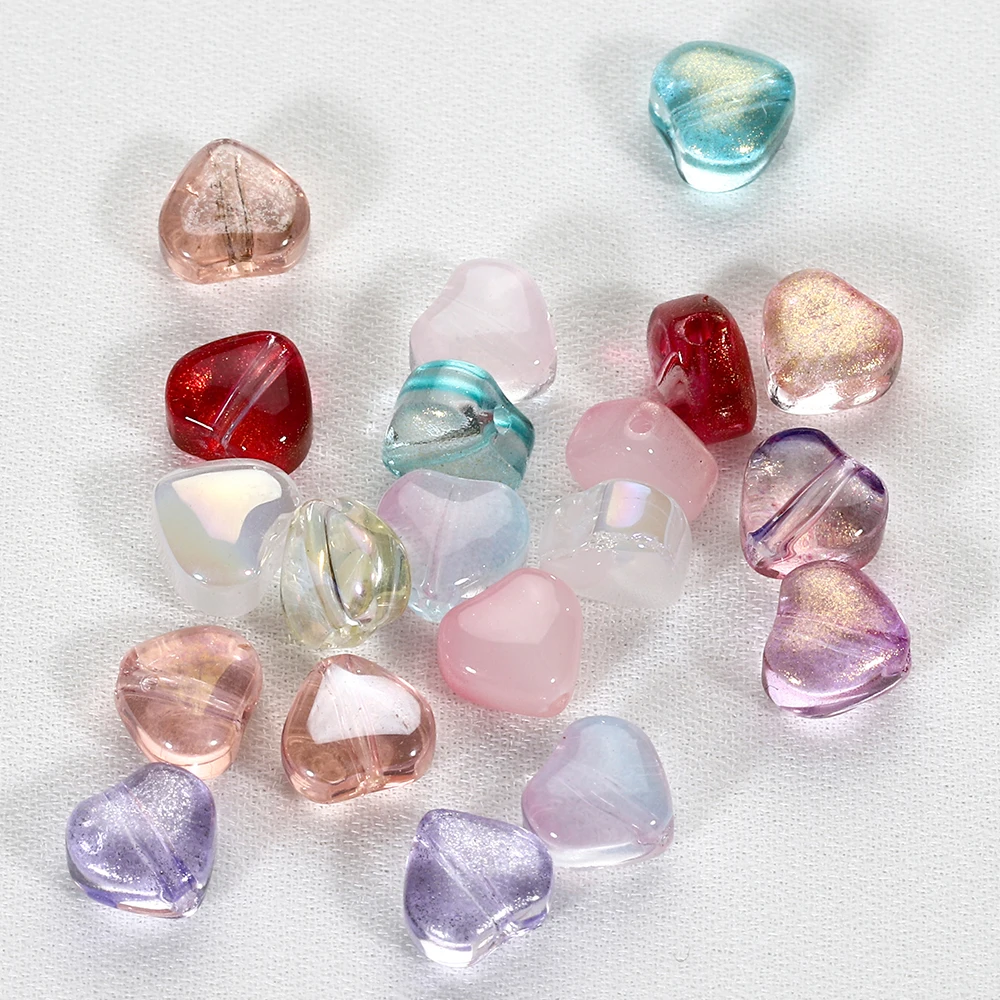 20pcs AB Color Heart Beads 6mm Red Czech Glass Loose Spacer Beads for DIY Earrings Necklace Jewelry Making Hairpin Accessories