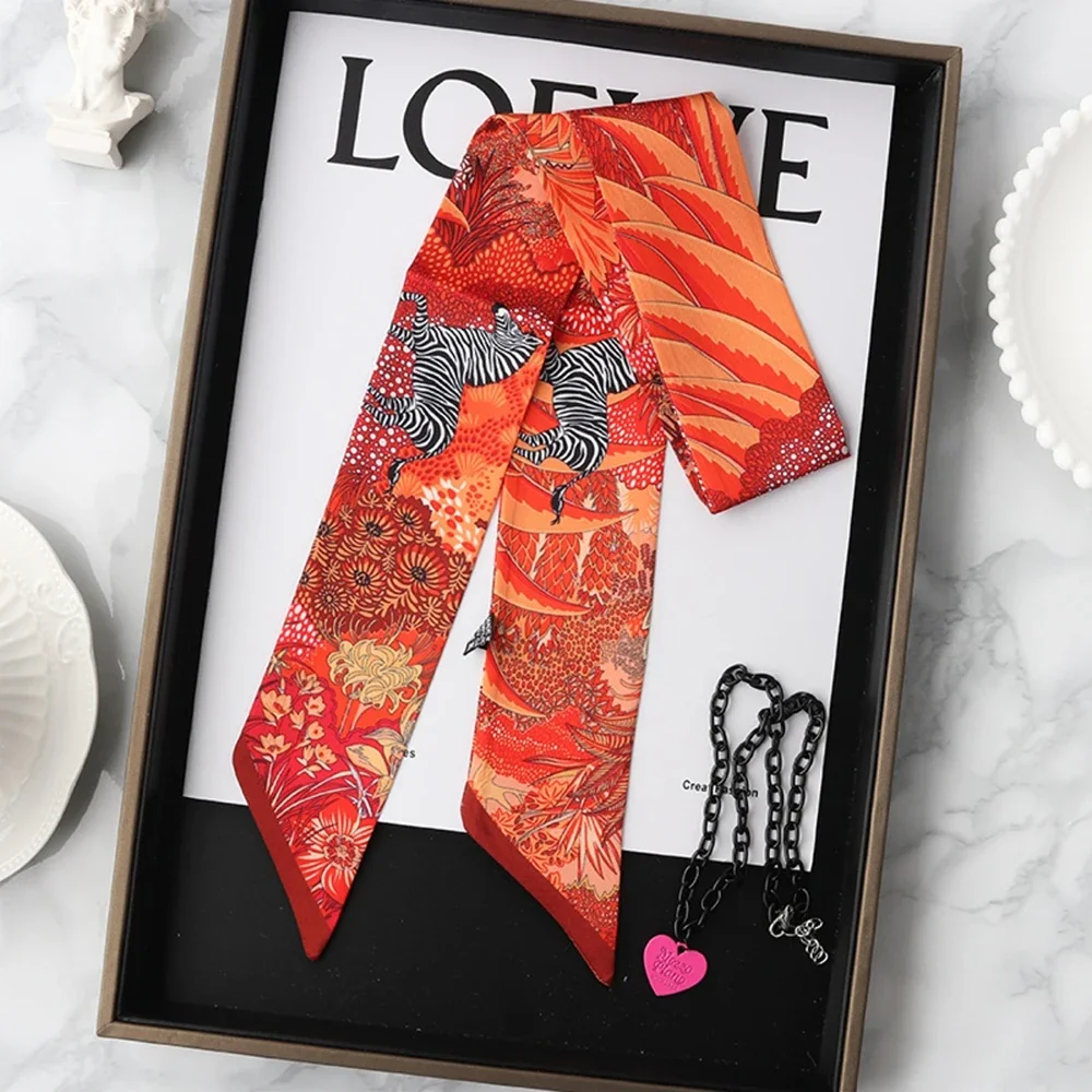 Summer New Horse Secret Garden Female Decoration Twill Long Ribbon Binding Bag Silk Ribbon Hair Belt Hot Selling Small Scarf image 3