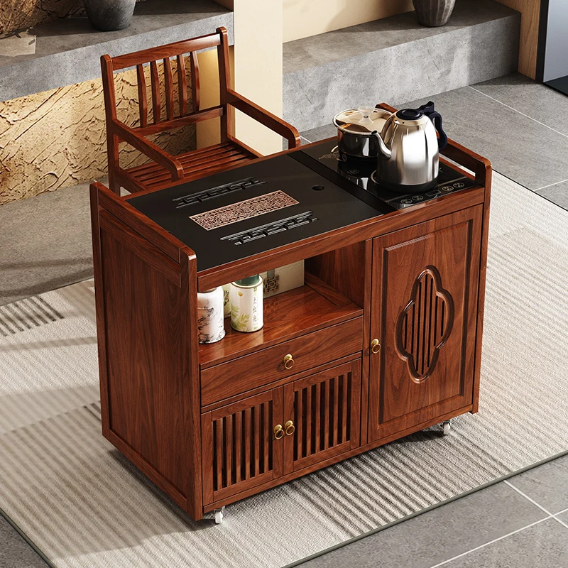 

mobile table small tea table household new Chinese kung fu set kettle integrated cabinet tea cart coffee table