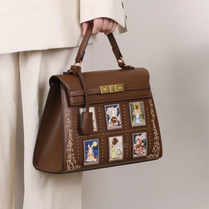 

Fashion Women's Bag 2025 New Large Capacity Handheld Tote Bag Cute Cartoon Rabbit Pattern Single Shoulder Crossbody Bag