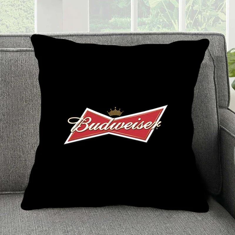 Square pillow bedroom sofa leisure comfortable pillow car living room Budweiser beer brand logo Fashion pillowcase Home Decor