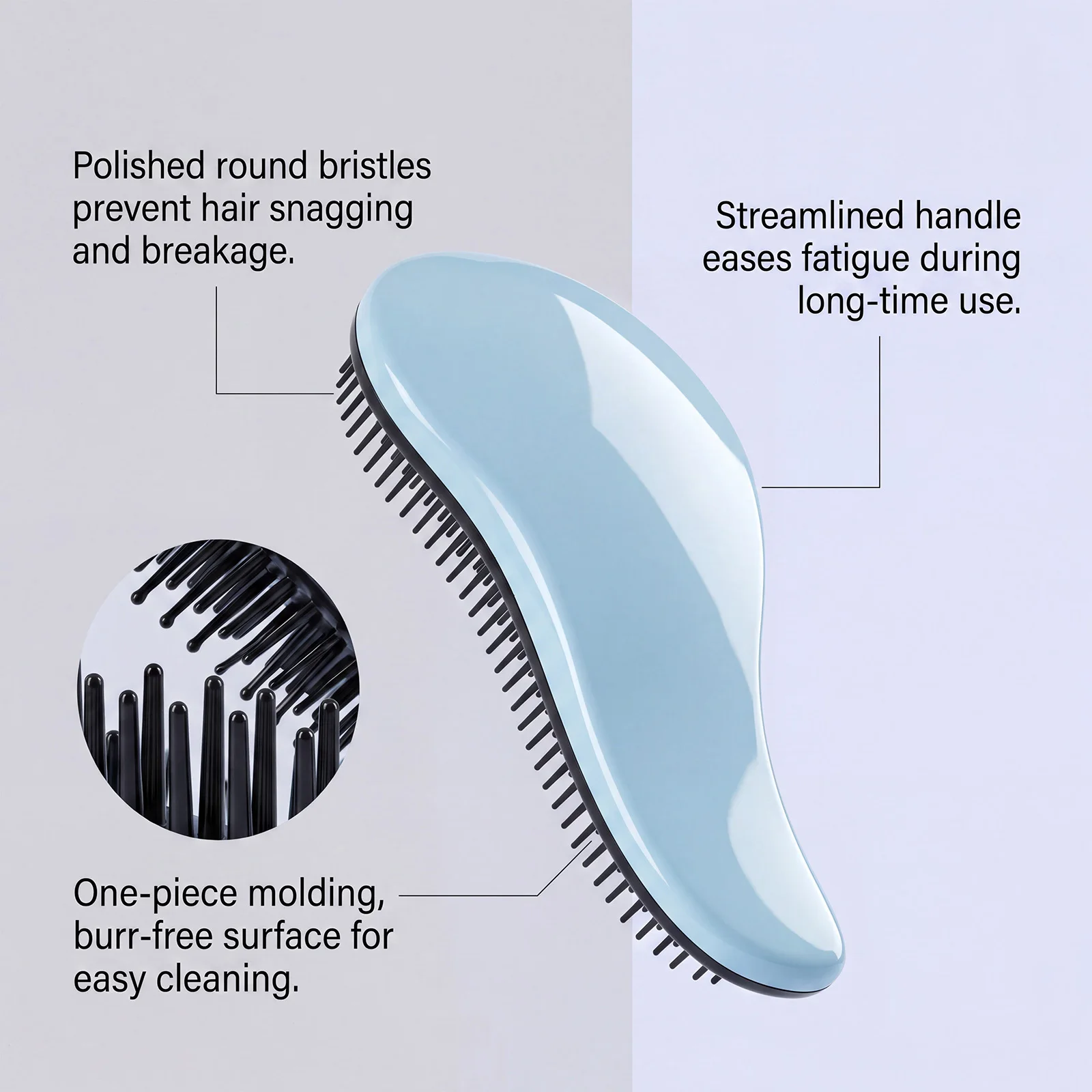 Detangling Hair Brush, Portable Comma Shape Hair Comb, Comfort Anti-Tangle Salon Brush for Daily Hair Styling