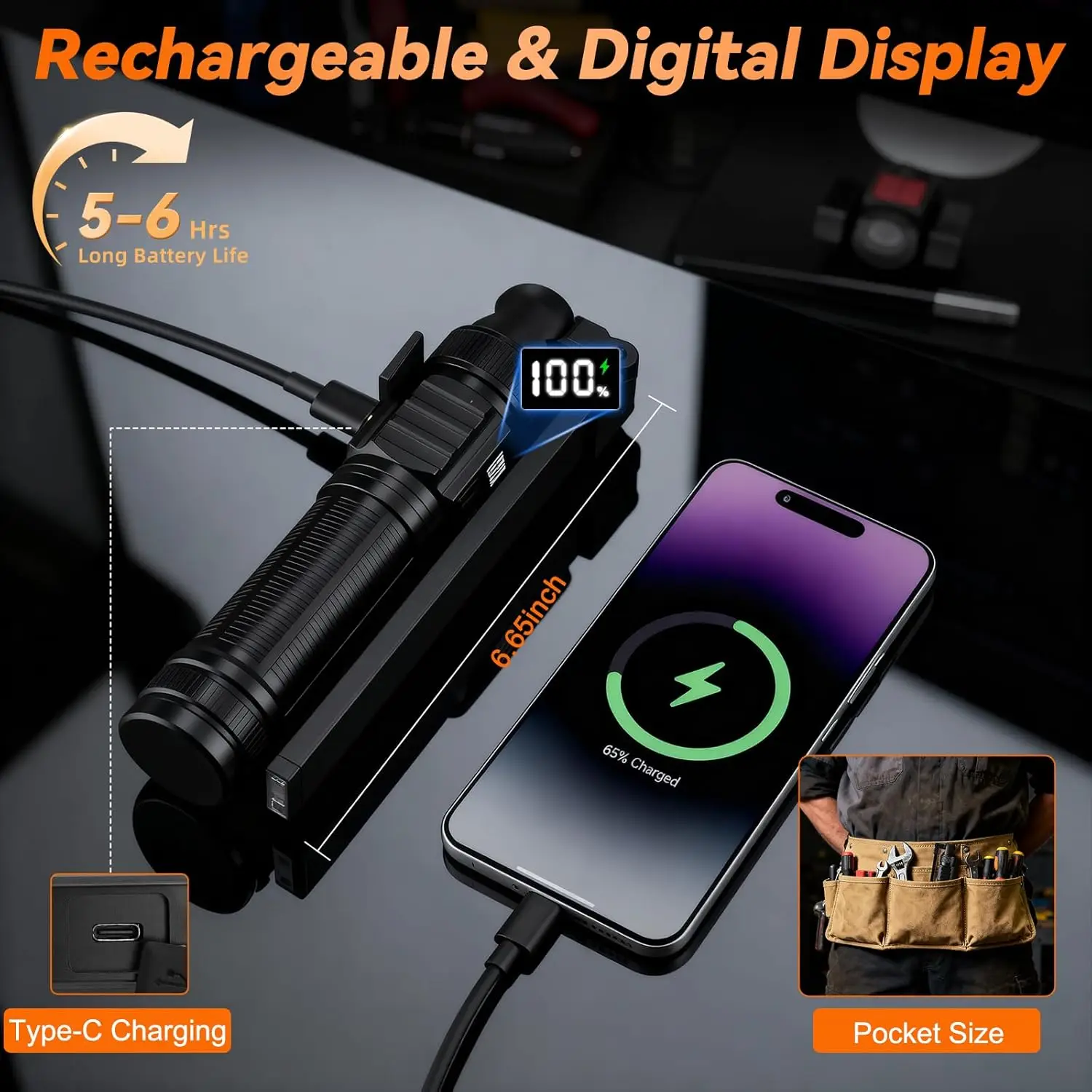 2-Pack Magnetic Work Light, 1500 Lumens Rechargeable, 7 Modes & 360° Rotation for Car Repair