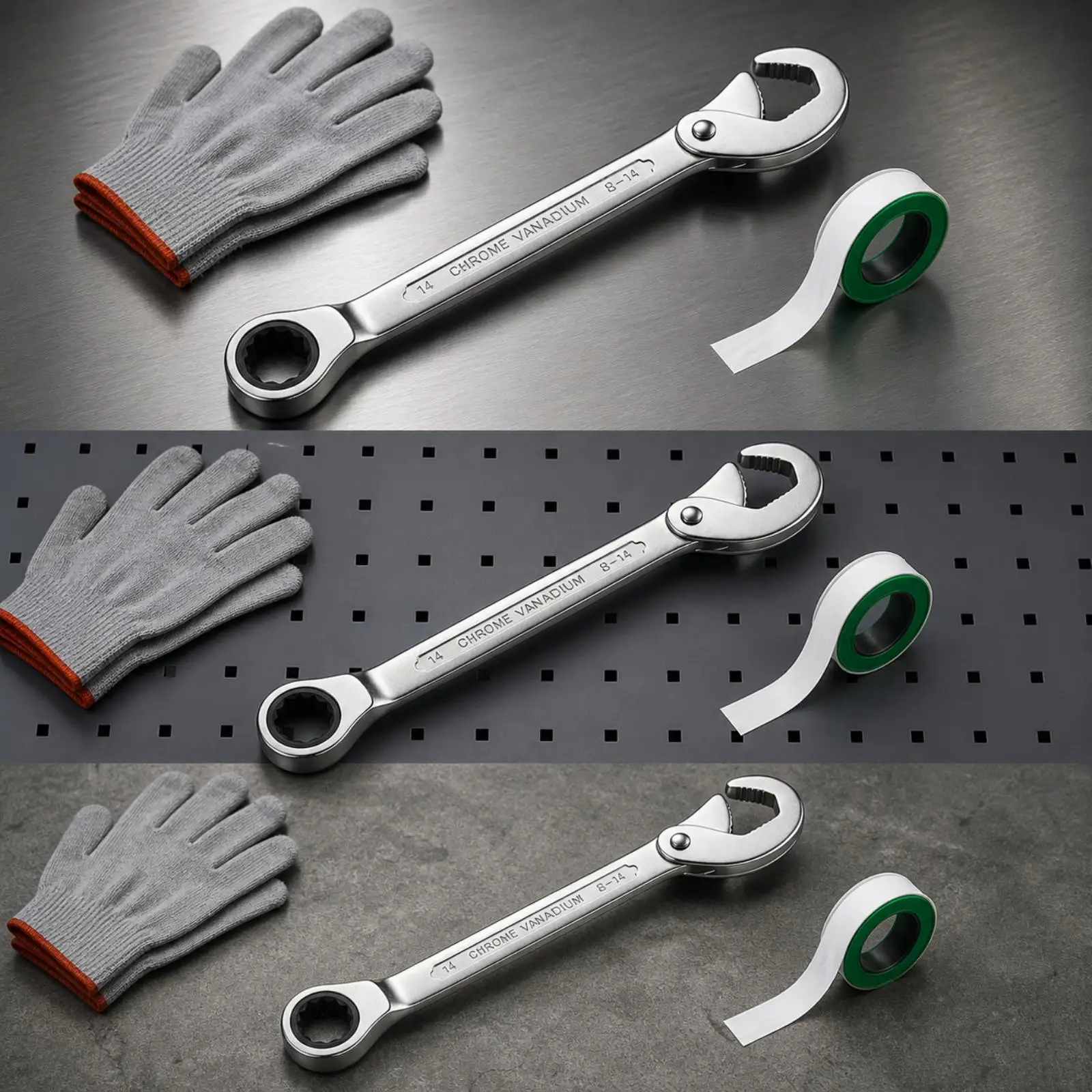 Universal Ratchet Wrench 72 Tooth 5 Degree Swivel Head Dual End Open Jaw Box Spanner for Auto Repair Workshop Tools