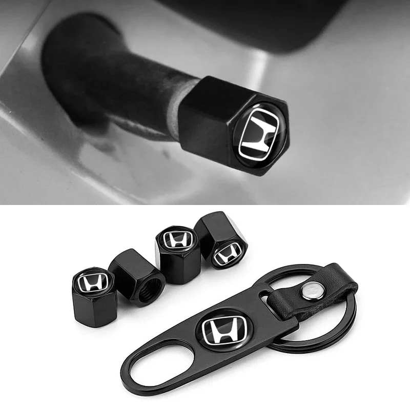 Car Tire Valve Cap Wheel Stem Air Cover Key Chain For Honda Mugen Power Civic Accords CRV Hrv Jazz CBR VTX VFR Odyssey insight