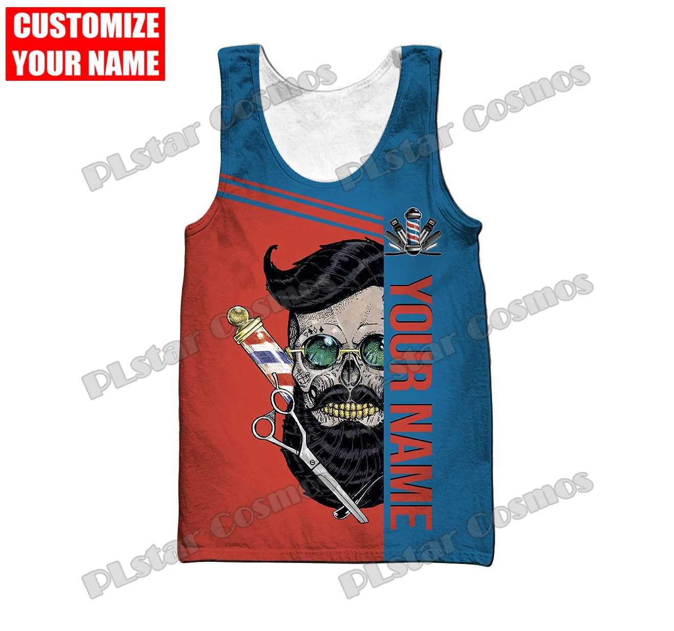 PLstar Cosmos Personalized Name Barber 3D All Over Printed Men's Fashion Vest Summer Unisex Harajuku Casual Tank tops BXD33