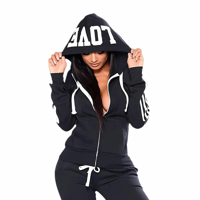 Autumn New Style Woman Tracksuit Zipper Hoodies Sweatpants Urban Casual Fashion Sportswear 2 Piece Set Ladies Sexy Jogger Outfit