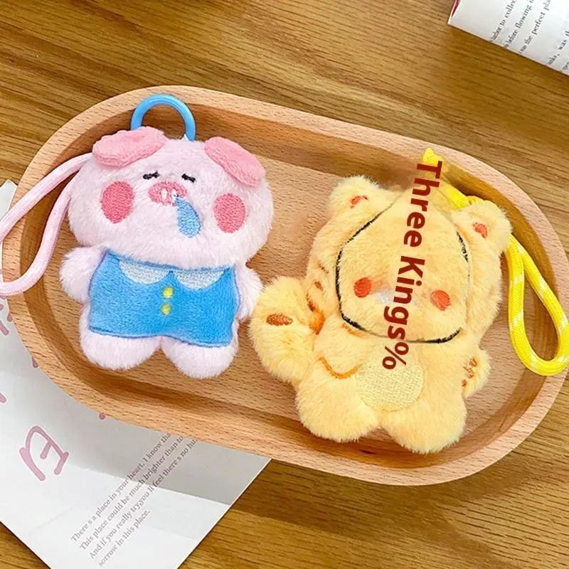 Leuke cartoon pluche dierenriem dieren sleutelhanger hanger headset opbergtas portemonnee rugzak mini kleine pop decoratie
