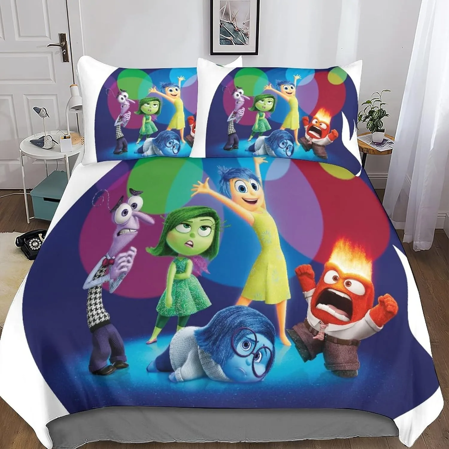 Anime Disney Inside Out Duvet Cover,Inside Out 2 Bedding Set For Children,Cartoon Printed Quilt Cover room decoration Gift