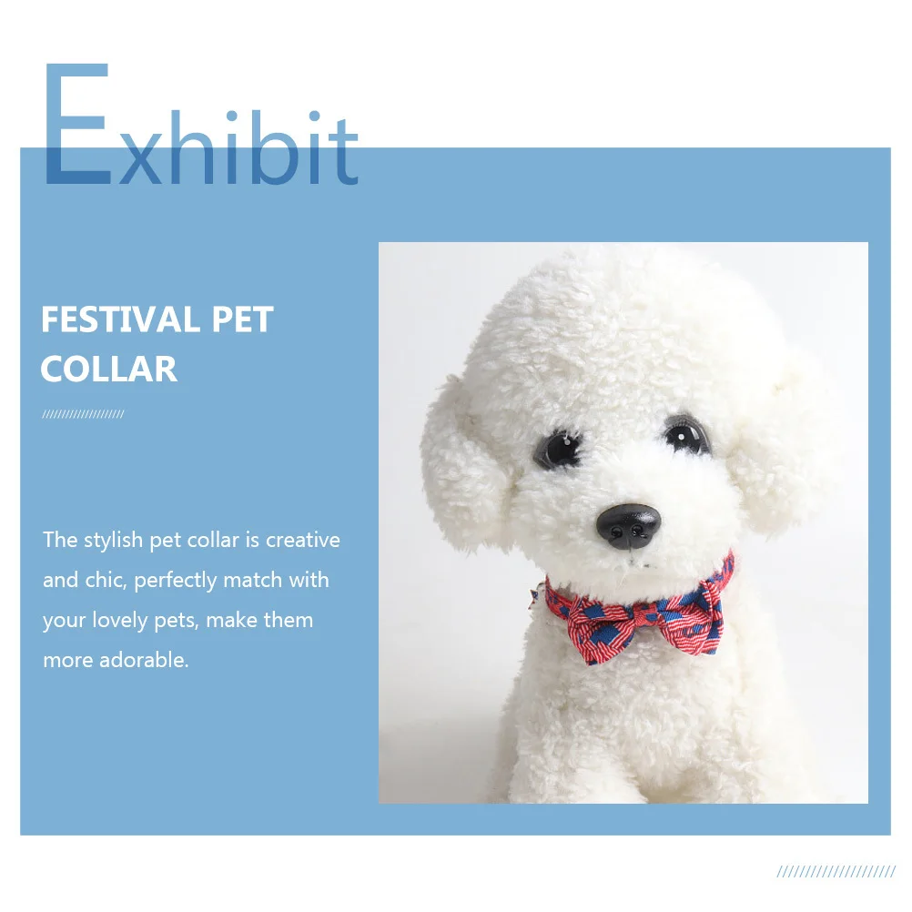 

4Pcs Pet Collar Independence Day Theme Adjustable National Flag Festival Dog Collar Decorative Neckband Adjustable Pet Neckband