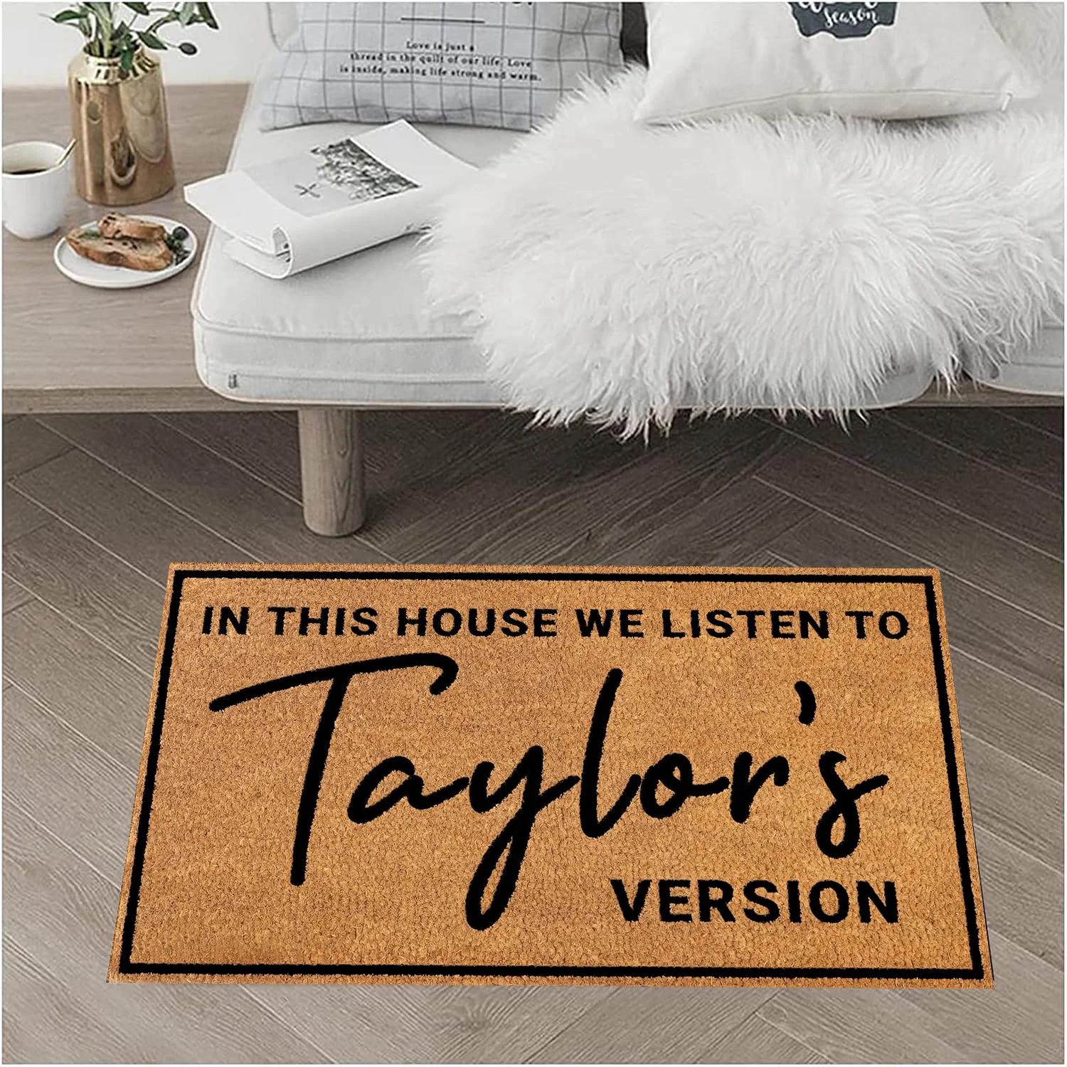 

in This House We Listen to Taylor's Version Door Mat 30x17 Inch, Coir Doormat Outdoor Gift for Women