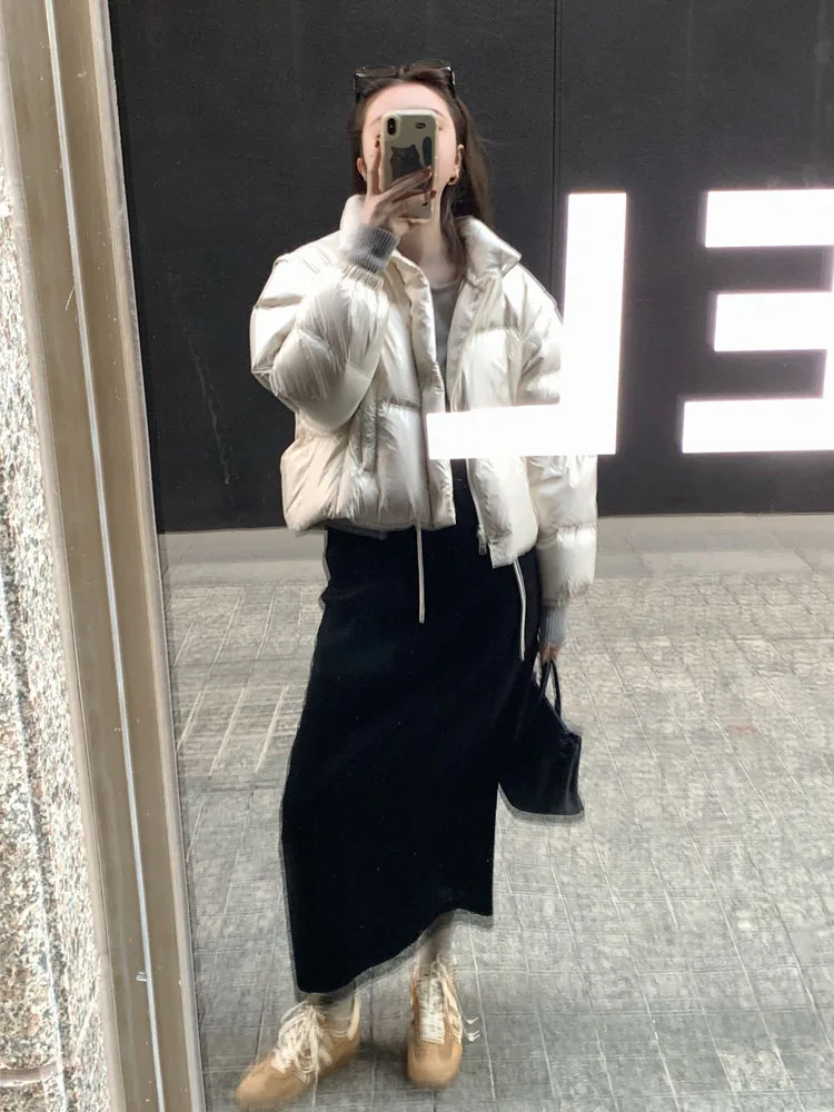 Women's ort down Jaet Vest Detachable Sve Warmth Design Small Size Winter New Sle Casual Loose Fit Thiened Polyester