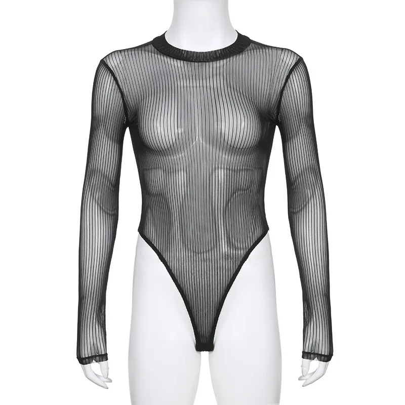 2025 Frühling Neuer Sexy Transparenter Netz-Jumpsuit mit Rückenausschnitt für Nachtclubs im Auslandshandel – Detail 13