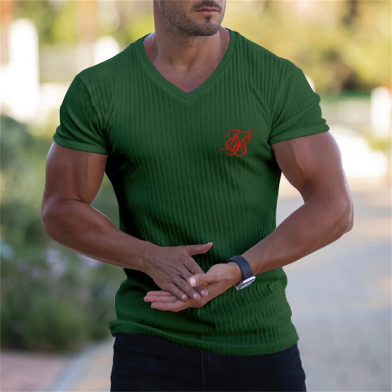 2024 NEW Sik Silk T Shirt Men Summer Short Sleeve Compression T shirt Mesh Tops Tee Male Clothing Fashion Sports T-shirts