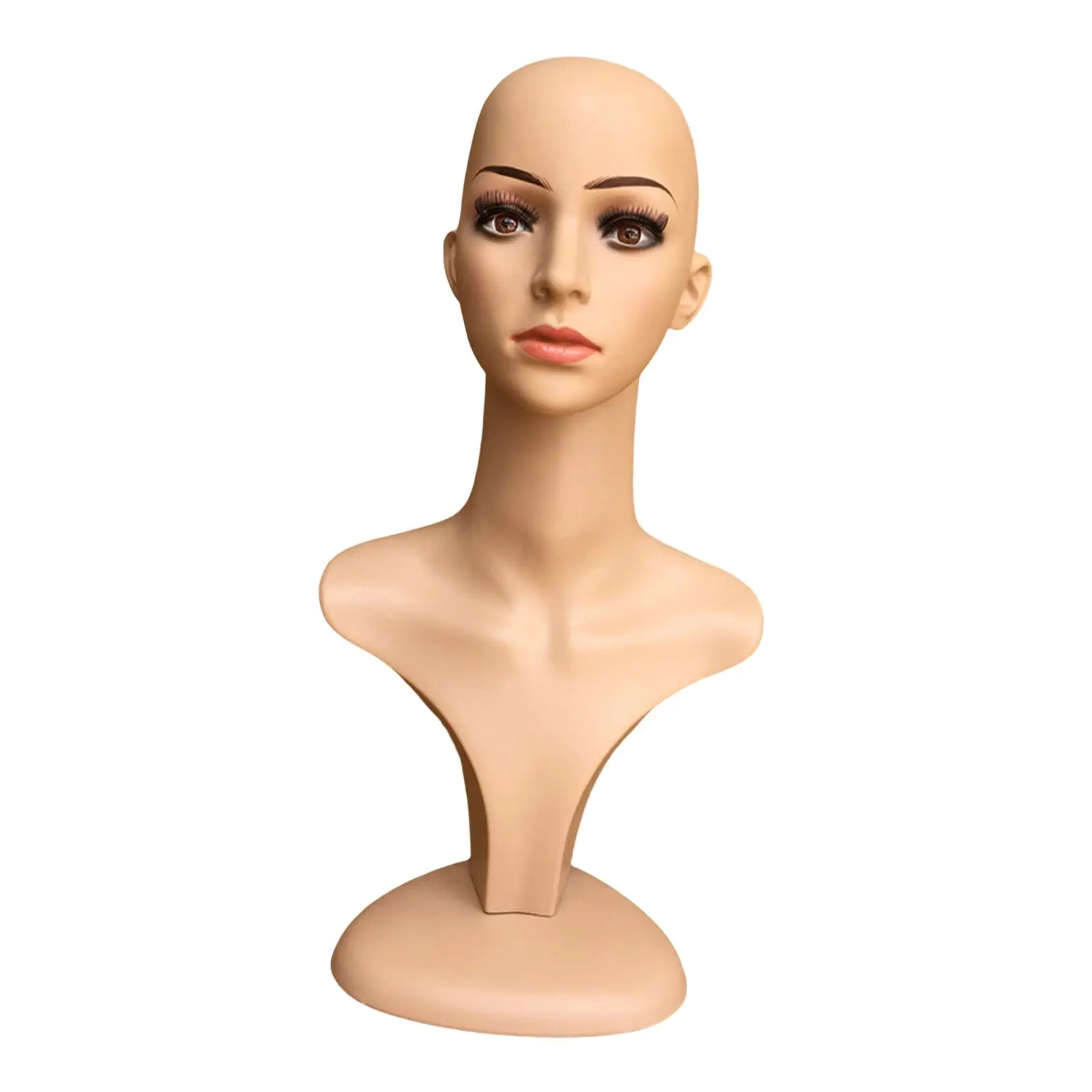 Female Mannequin Head with Shoulders PP Wig Display Stand for Hat Jewelry Necklace Glasses Holder Styling Model