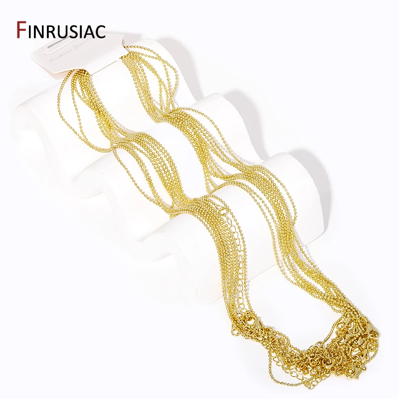 1.2mm Bead Ball Chain Necklace With Lobster Clasp 18K Gold Plated Brass Thin Chain For DIY Necklace Making Findings