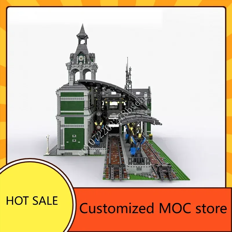 12597PCS Stazione ferroviaria Hot MOC streetview Puzzle Creative CityArchitecture Compleanno DIYA Assemblaggio Giocattolo Regalo di Natale per bambini Età