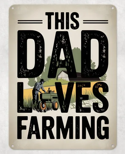 This Dad Loves Farming Metal Poster Wall Tin Sign Man Cave Shed Home Plaque --Tin Sign