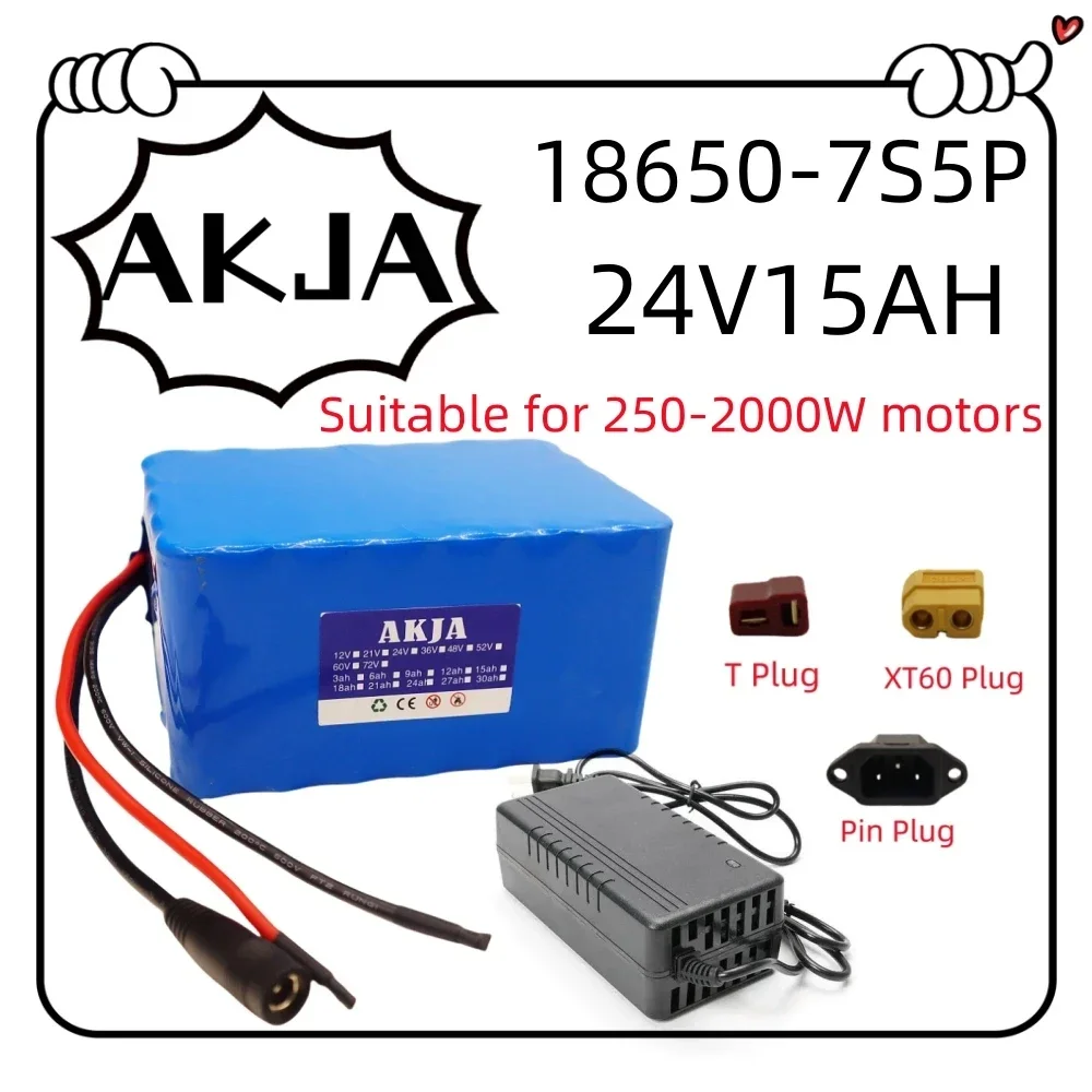 

Air fast transportation18650lithium battery pack 24V29.4V battery7S5P15AH suitable for 250-2000W motor new full capacity+charger