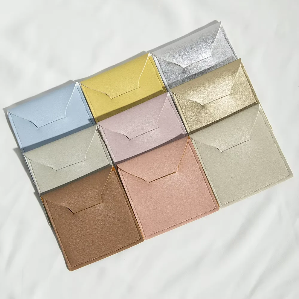 50pc PU Fashion Leather Envelope Pouches Wedding Christmas Jewelry Gift Bag Ring Earrings Necklace Brooch Package