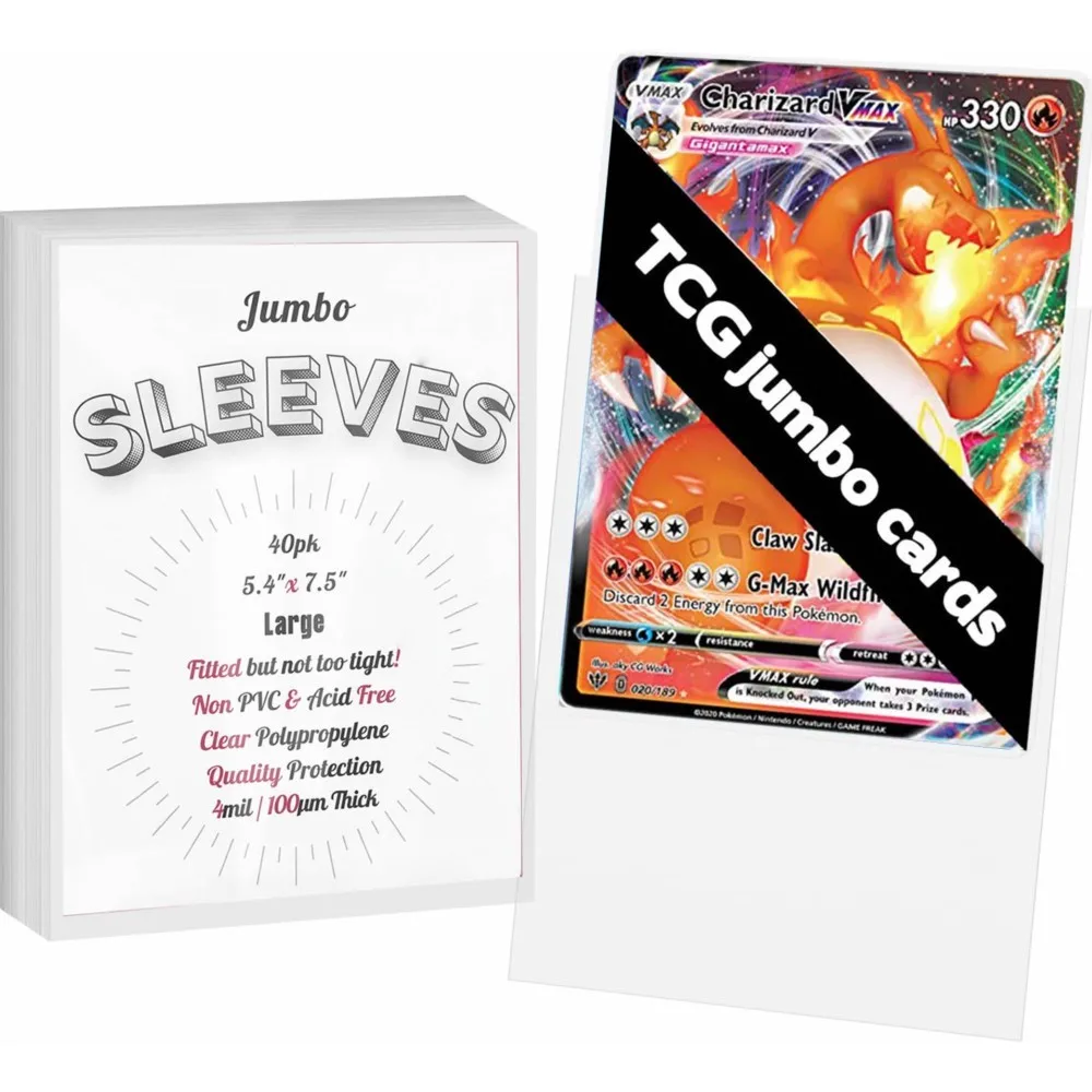 Imagen de 50-250 Fundas Protectoras Transparentes Jumbo para Tarjetas de 13.7X19cm, Protector de Tarjetas de Juego Grandes para Tarjetas Pokémon y Fotografías