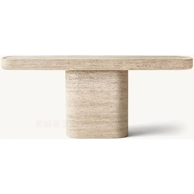 

Customized Modern Furniture Living Room Console Table Beige Travertine Stone for Home Use