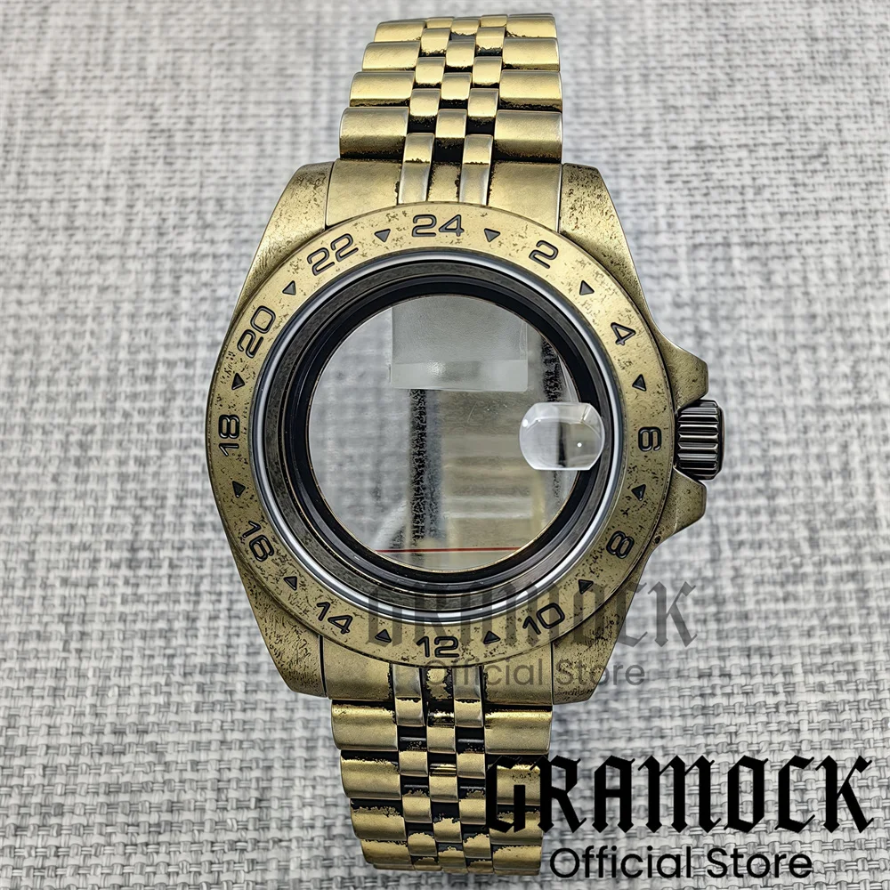 Gramock New 40mm Bronze Pioneer EPXCase Solid Bezel Sapphire Glass fit NH34 NH35 NH36 ETA2824 PT5000 Miyota DG2813 3804 Movement