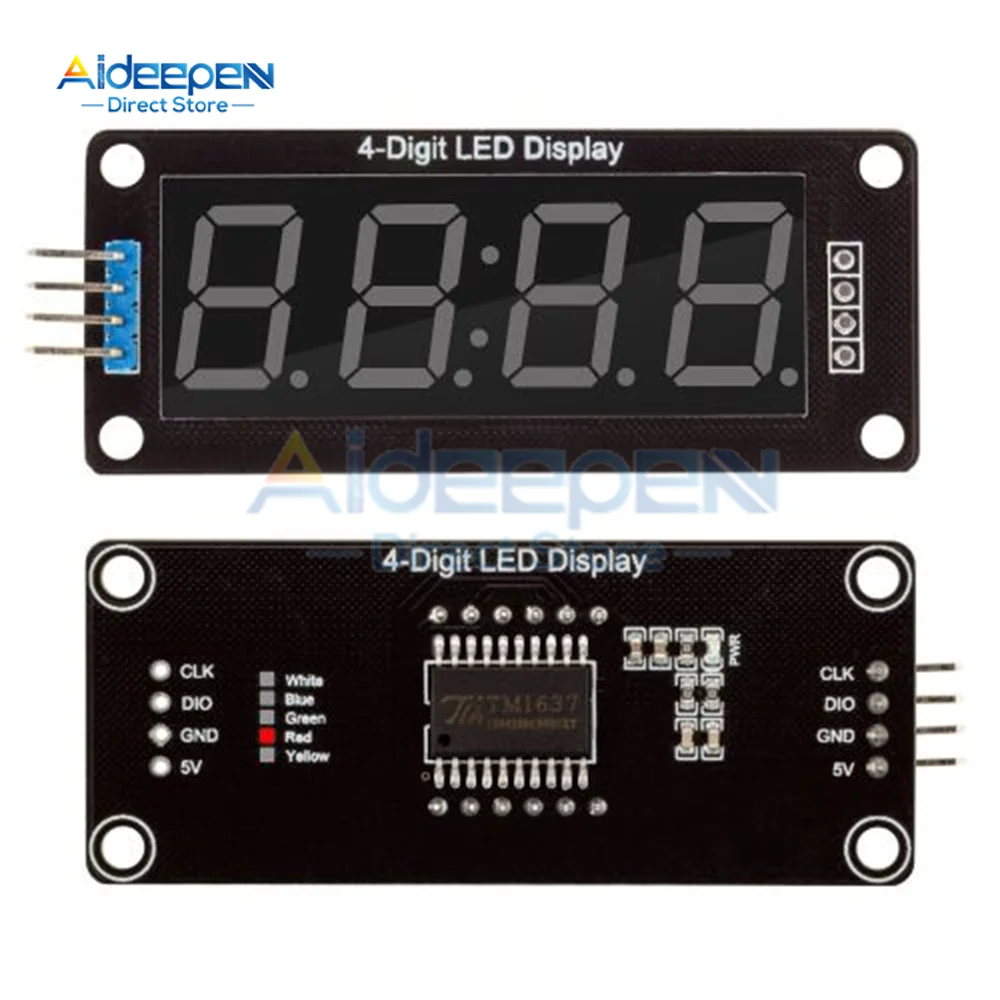 TM1637 Modulo display a LED per Arduino 4 cifre 7 segmenti Modulo tubo indicatore orologio da 0,56 pollici Rosso Blu Verde Giallo Bianco