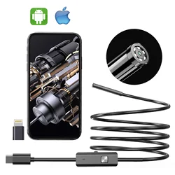 3 in1 Endoscope Camera 1080P HD Borescope with 8 LED Lights 8mm IP67 Waterproof Inspection Camera for iOS Android Samsung