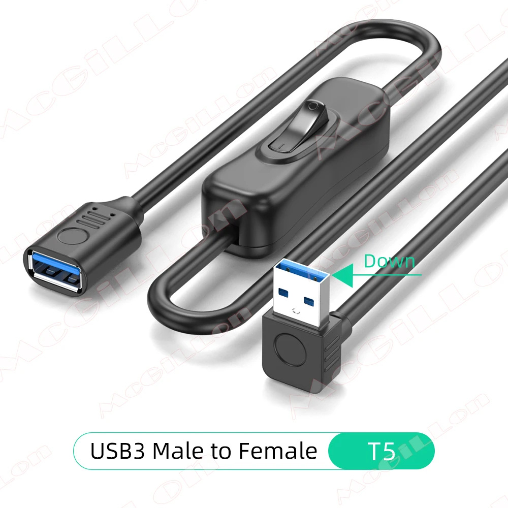 McGiLLon USB 3.0-Verlängerungskabel, Stecker auf Buchse, Verlängerungskabel mit EIN-AUS-Schalter für PC, USB-Lüfter, LED-Lampe, USB-Ladegerät, Netzkabel