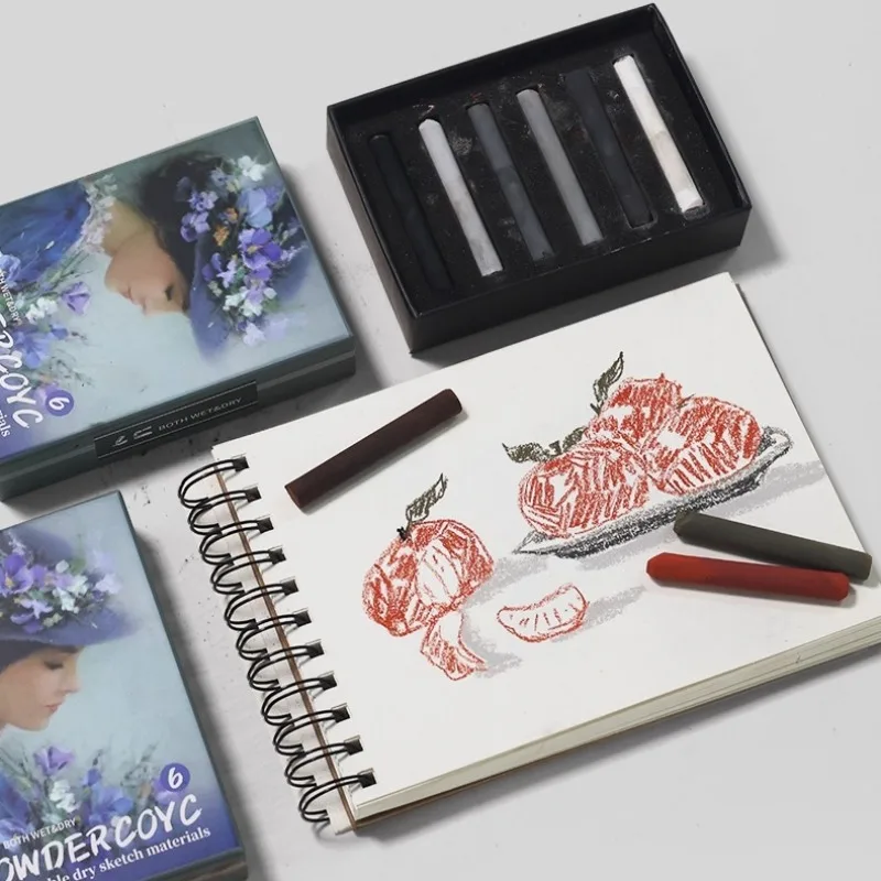 

Упаковка из 6 шт., угольные батончики для эскизов, сухость, материалы, цветные пигменты для рисования, водорастворимый рисунок, эскизы, принадлежности для творчества