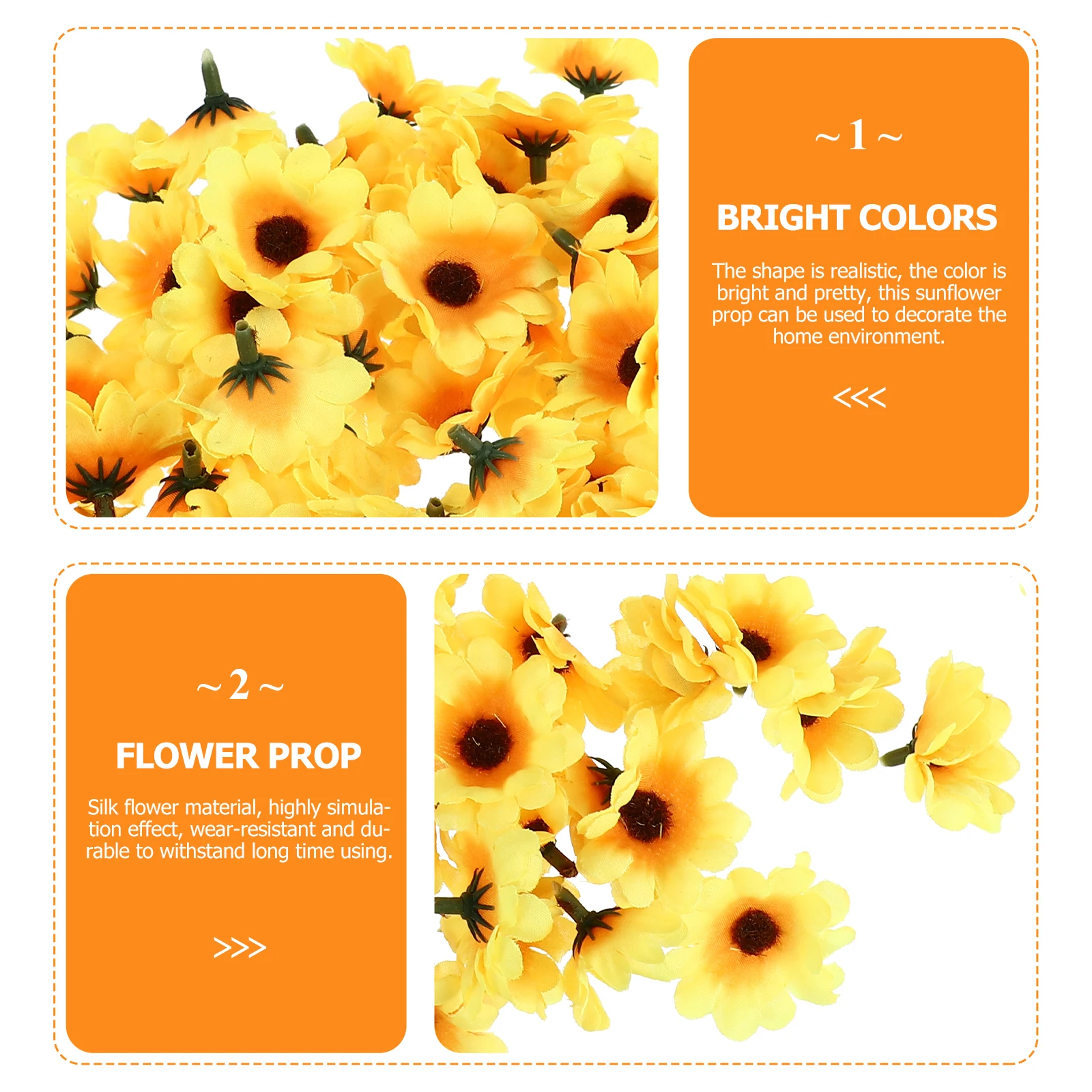 

100 Pcs Sunflower Decorative Faux Flower Silk Flowers Home Office Cafe Decor Artificial Faux Flower nament Stage Props