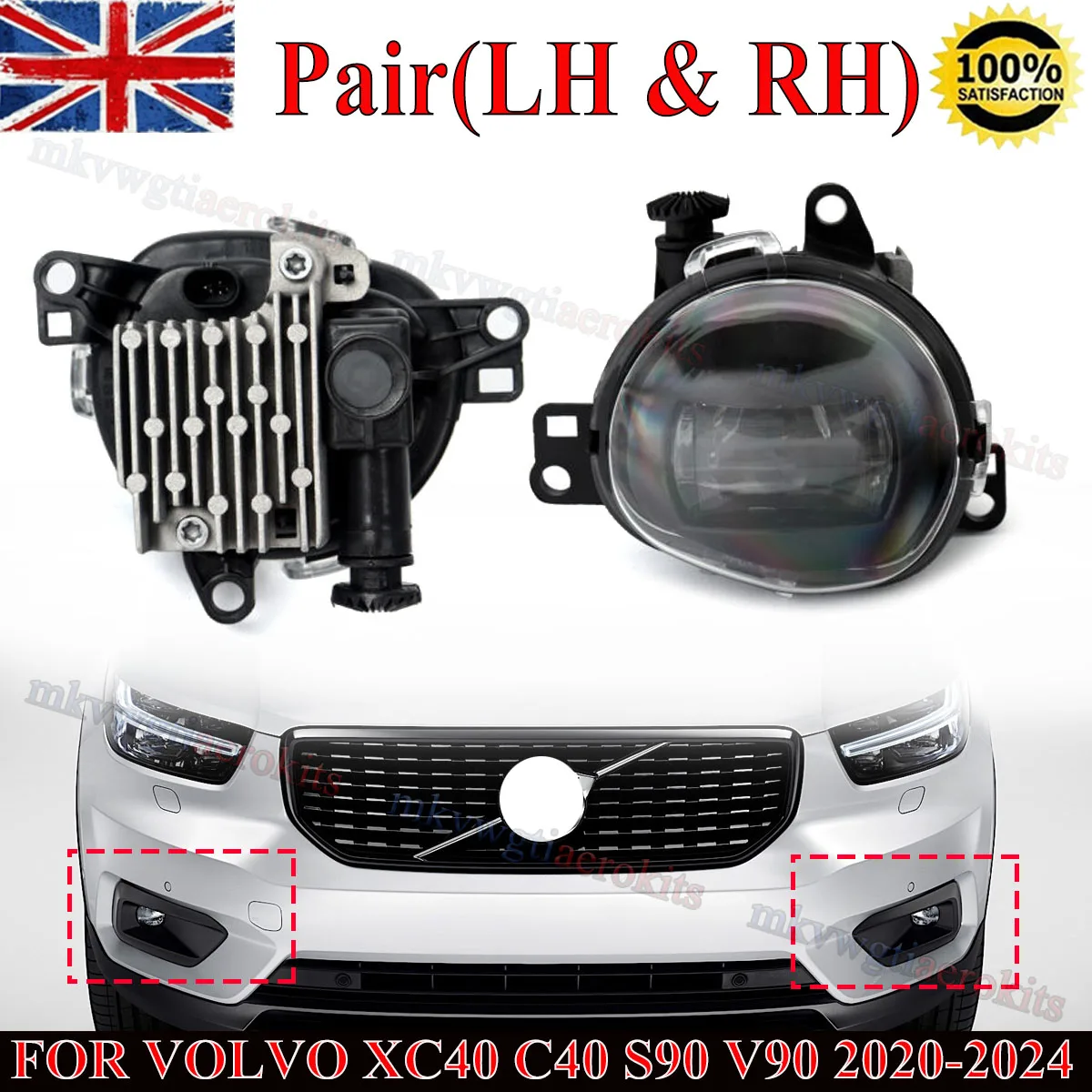 

32365034 32365035 for Volvo C40 S90 V90 XC40 2017 2018 2019 2020 2021 2022 2023 2024 Front Bumper Fog Lamp Driving Lights