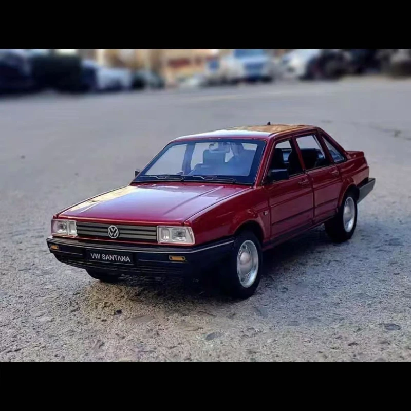 1:24 Volkswagen SANTANA Retro รถจําลองเสียงและแสงดึงกลับ Collectvie Diecast ของเล่นตกแต่งรถ C318