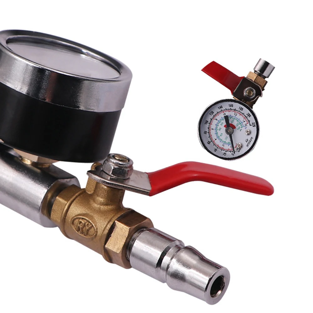 1 Pcs Hand Cranked Quick Inflation Rod Large Truck Tire Inflation Rod Ball Valve With Pressure Gauge And Gauge For  Tire Repair