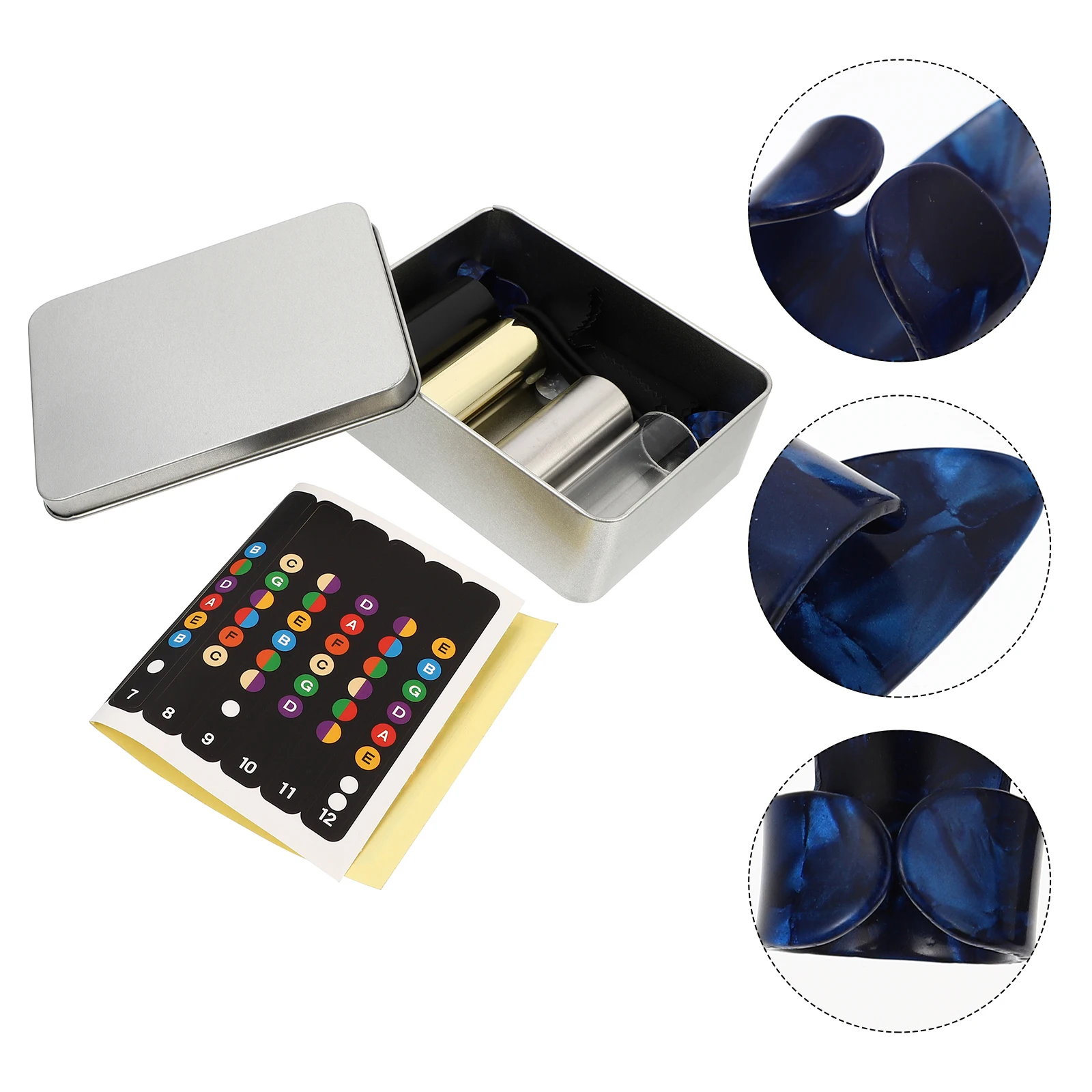 

Guitar Accessory Set Stainless Steel Glass Slide Finger Pick Thumb Tip Protector Supplies Musical Instruments Guitar Parts