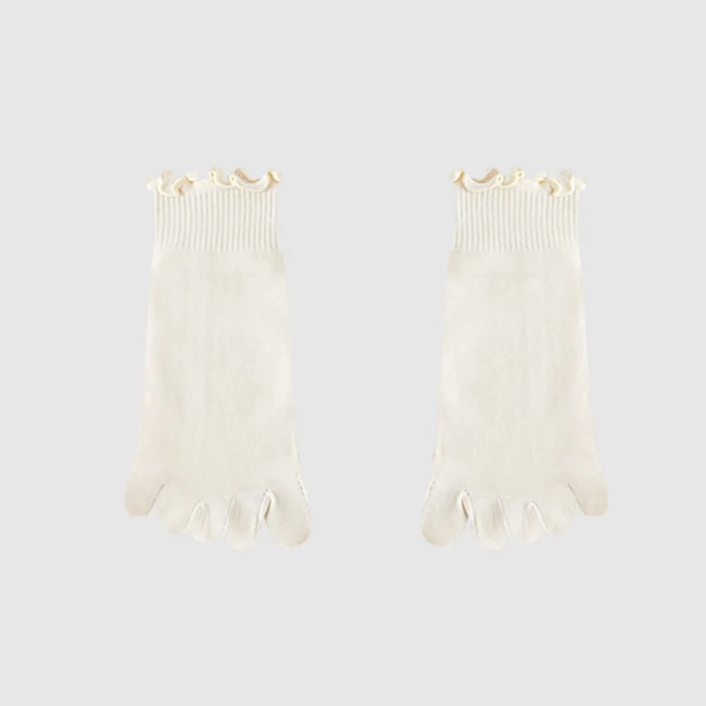 Soft Edge Curl Five Fingers Socks Harajuku Breathable Cotton Socks Split Toe Socks Women