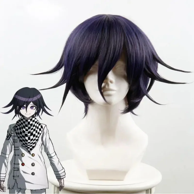 Danganronpa V3 Killing Harmony Ouma Kokichi Short Wig Cosplay Costume Dangan Ronpa Heat Resistant Synthetic Hair Men Wigs