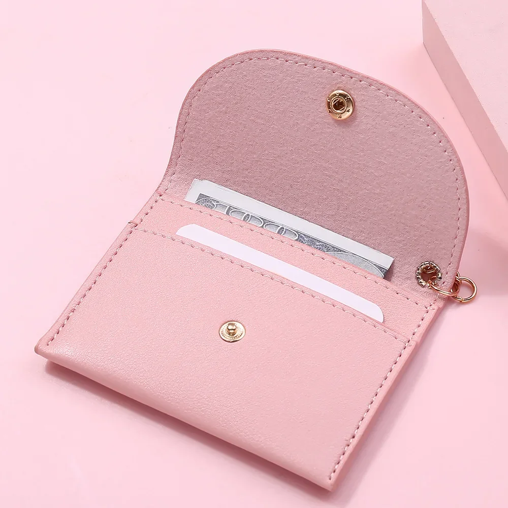 Coin Purse Women Simple Fashion PU Leather Buckle Ultra-thin Mini Change Purses Keychain Wallets Card Holder Pouch Small Wallet