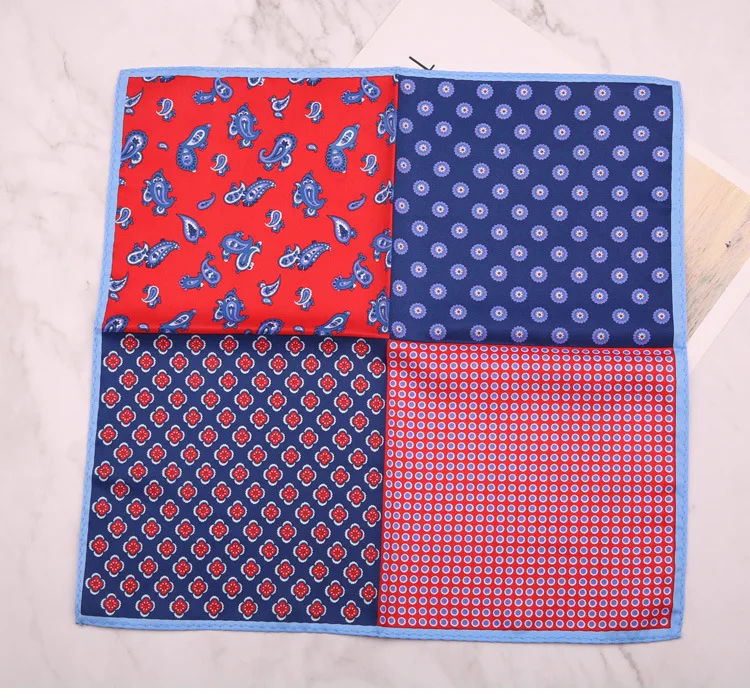 33cm Oversized Men's Pocket Square Polka Dot Red Floral Print Handkerchief Chest Towel Paisley Suits Wedding Gentlemen Hankies