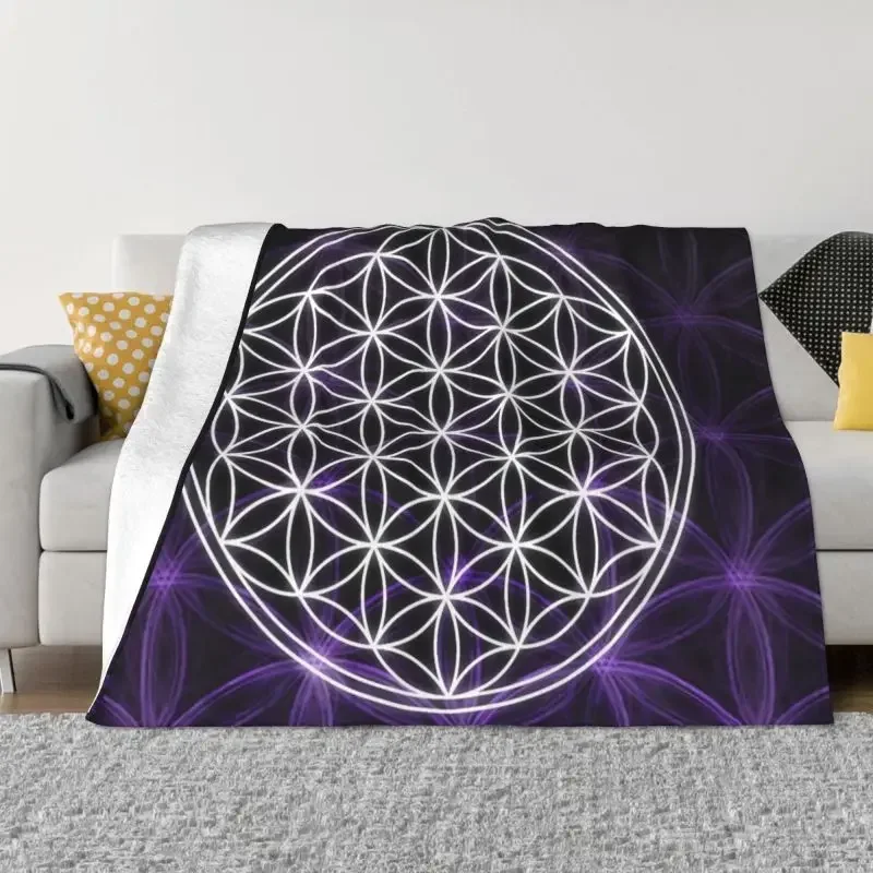 Flower Of Life Sacred Geometry Blanket Flannel Fleece Geometric Pattern Mandala Throw Blankets for Travel Bedding Couch Quilt