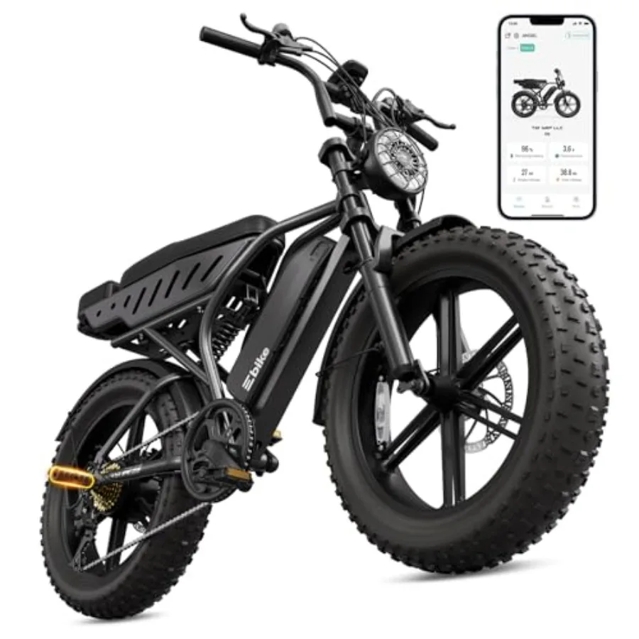 

Electric bike for adults, aluminum alloy frame, black, 1500W peak power, 20 fat tires, 60/130 miles range, UL 2849 certified