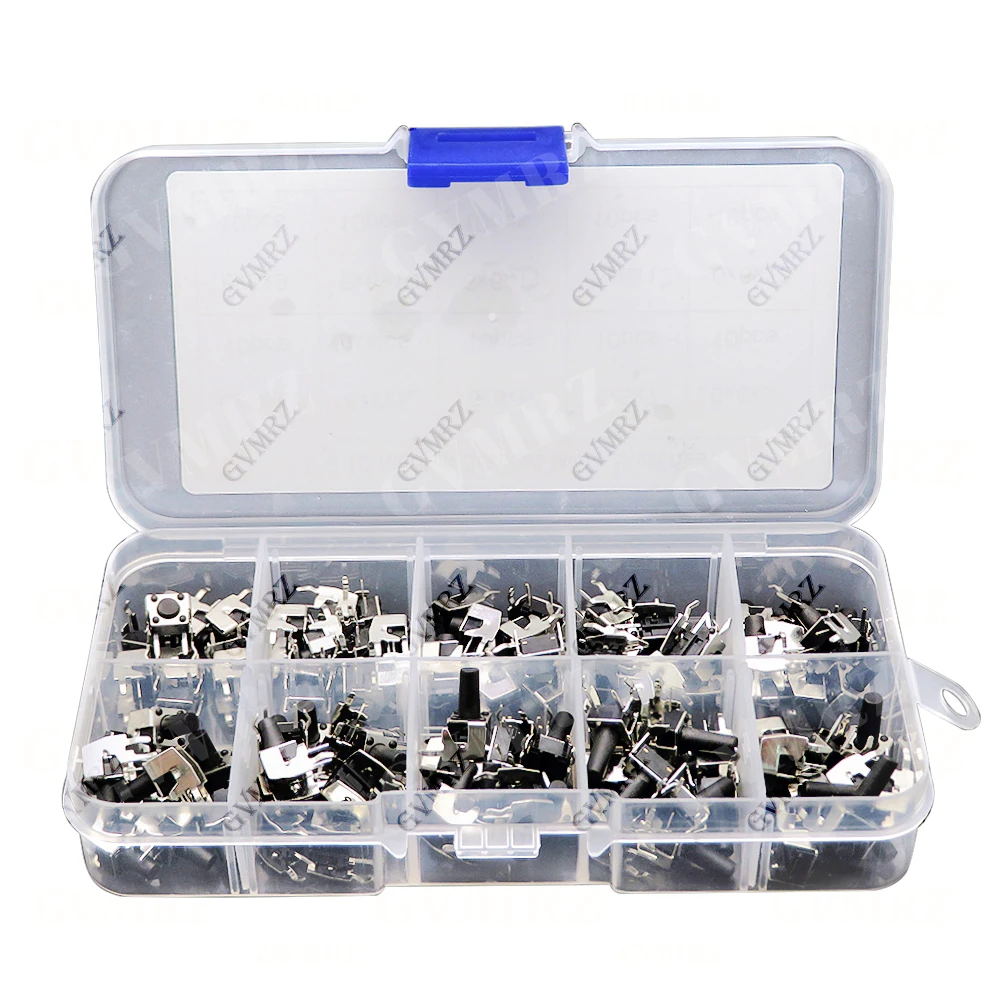 100/180/200PCS 6x6mm Micro Push Tact Switch Kit 6x6 Mini Tactile Toggle Touch Button PCB Momentary 4pin Pushbutton 6x6mm 4P